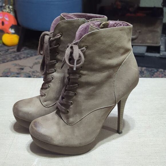 LUXURY REBEL RICKI Mouse Leather Lace Up Platform Ankle Boot - Picture 1 of 10